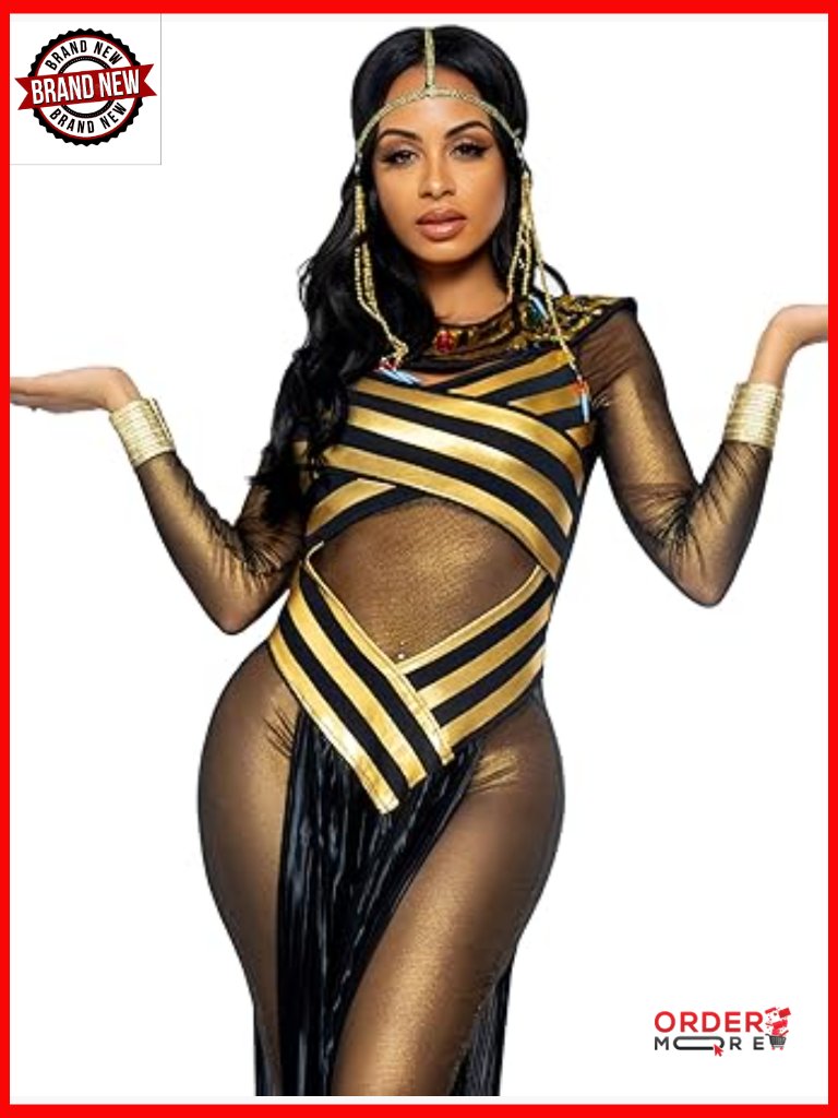 Large Egyptian Queen Costume Set With Catsuit Dress Headpiece